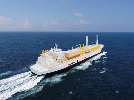 한화오션의 그린십 사양 LNG운반선 조감도. 한화오션 제공